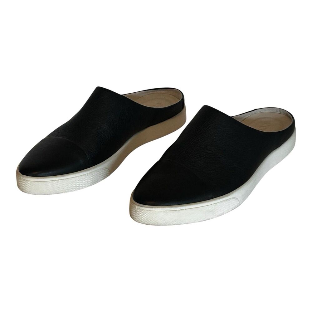 ECCO Sculpted LX Leather Mules Slides Black w/White Soles Women’s Size 7 Comfort